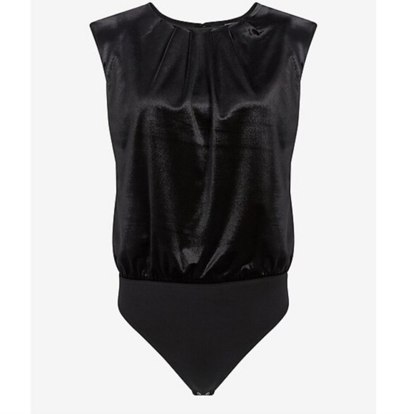 NWT Express Velvet Black Sleeveless Shoulder Pad strong shoulder Bodysuit XS - Picture 13 of 13